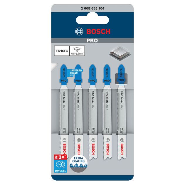 Полотно для лобзиков Bosch PRO Metal T121GFC, 92 мм, 5 шт., фото , изображение 2 | SNABZHENIE.com.ua