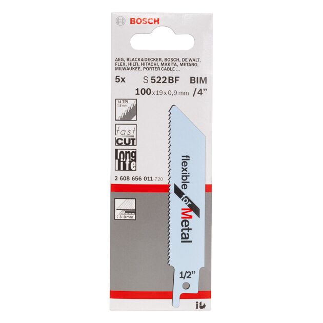 Полотно ножовочное S 522 BF Flexible для металла BOSCH, фото , изображение 2 | SNABZHENIE.com.ua