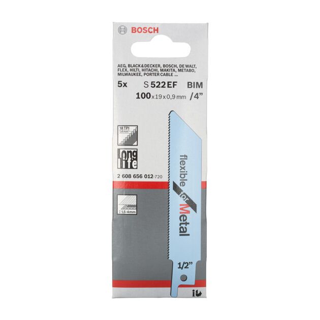 Полотно ножовочное S 522 EF Flexible для металла BOSCH, фото , изображение 2 | SNABZHENIE.com.ua