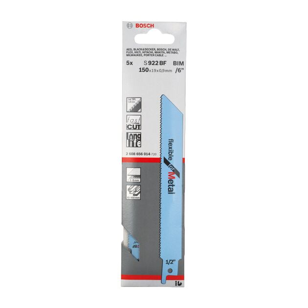 Полотно пильное Bosch S 922 BF, 14 TPI, 5 шт (2608656014), фото , изображение 2 | SNABZHENIE.com.ua