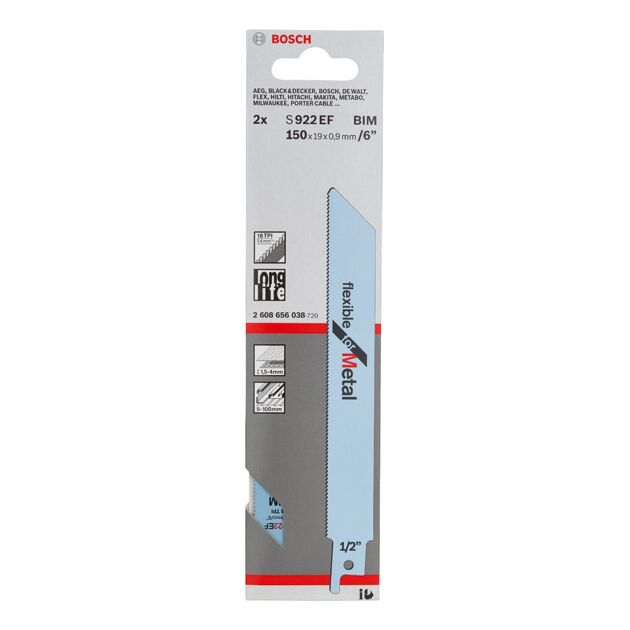 Пильное полотно Bosch S 922 EF, 18TPI, 2 шт (2608656038), фото , изображение 2 | SNABZHENIE.com.ua