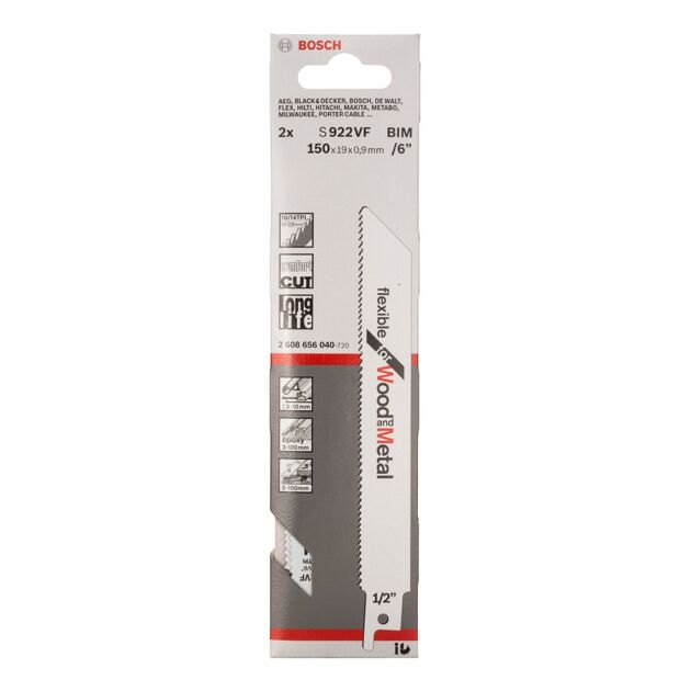 Полотно ножовочное S 922 VF Flexible BOSCH для дерева и металла, фото , изображение 2 | SNABZHENIE.com.ua