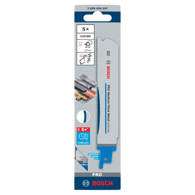 Полотно PRO Medium-Thick Metal precise S937BEF, 1,1 x 25 x 150 мм, 5 шт. BOSCH, фото , зображення 2 | SNABZHENIE.com.ua