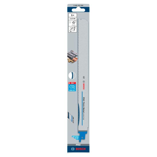 Полотно PRO Thick Metal precise S1237HBF, 1,1 x 25 x 300 мм, 5 шт. BOSCH, фото , зображення 2 | SNABZHENIE.com.ua