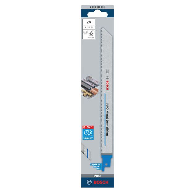 Полотно BOSCH PRO Metal Demolition S1125VF, 1,25×19×225 мм, 2 шт., фото , изображение 2 | SNABZHENIE.com.ua