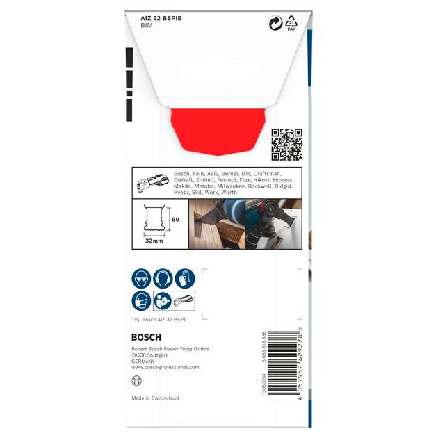 Полотно для мультиинструмента BOSCH AIZ 32 BSPIB, 32x50 мм, фото , изображение 4 | SNABZHENIE.com.ua