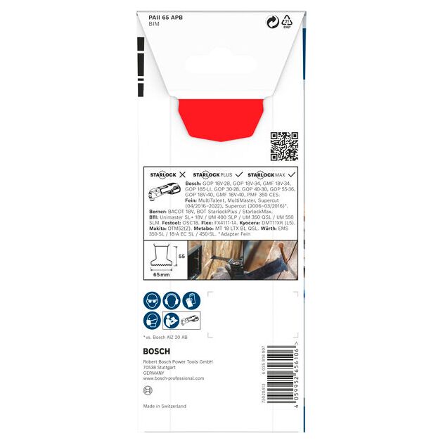 Полотно для мультиинструмента BOSCH PRO PAII 65 APB, 65x55 мм, фото , изображение 4 | SNABZHENIE.com.ua