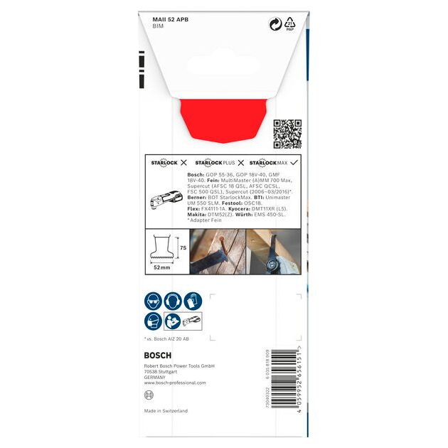 Полотно для мультиинструмента BOSCH PRO MAII 52 APB, 52x75 мм, фото , изображение 4 | SNABZHENIE.com.ua