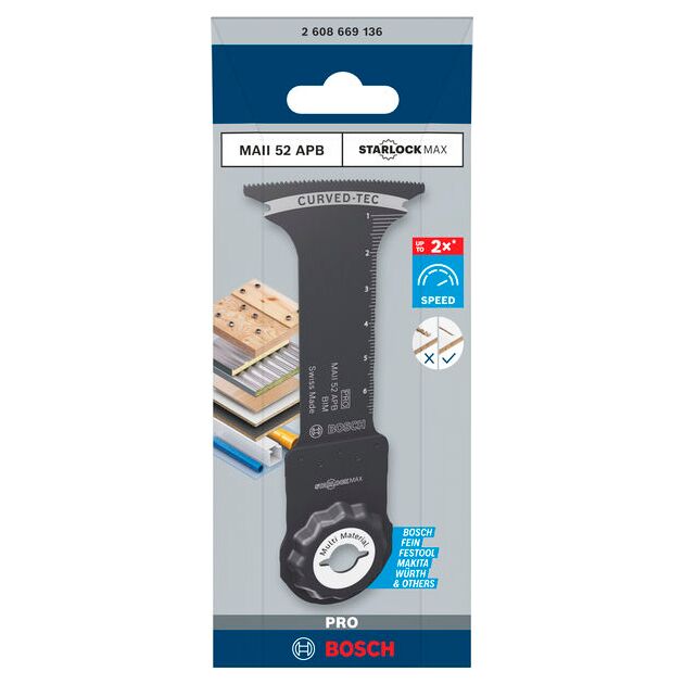 Полотно для мультиинструмента BOSCH PRO MAII 52 APB, 52x75 мм, фото , изображение 2 | SNABZHENIE.com.ua