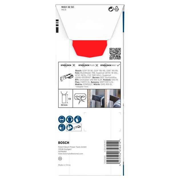 Полотно для мультиинструмента BOSCH PRO MAII 32 SC, 32x55 мм, фото , изображение 4 | SNABZHENIE.com.ua