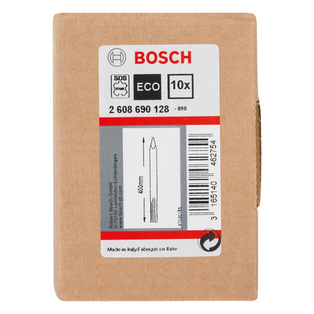 Зубило пикообразное SDS-max 400 мм, 10 шт, BOSCH (2608690128), фото , изображение 2 | SNABZHENIE.com.ua