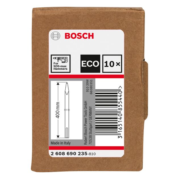 Зубило пикообразное 400 мм ECO SDS-max 10 шт, BOSCH (2608690235), фото , изображение 2 | SNABZHENIE.com.ua