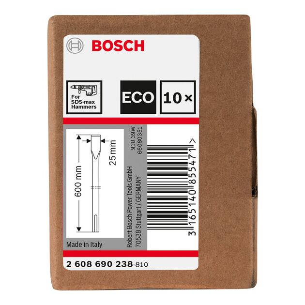 Плоское зубило BOSCH 600 мм ECO SDS-max, 10 шт (2608690238), фото , изображение 2 | SNABZHENIE.com.ua