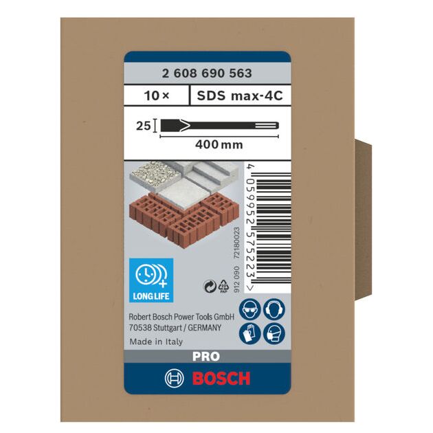 Набор плоских зубил PRO SDS max-4C, 25 x 400 мм BOSCH, фото , изображение 4 | SNABZHENIE.com.ua