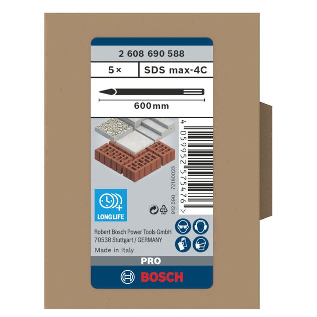 Набір списоподібних зубил PRO SDS max-4C, 600 мм BOSCH, фото , зображення 4 | SNABZHENIE.com.ua