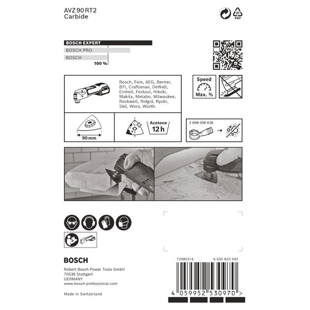 Полотно для машин EXPERT Sanding Plate AVZ 90 RT2, 90 мм BOSCH, фото , изображение 4 | SNABZHENIE.com.ua