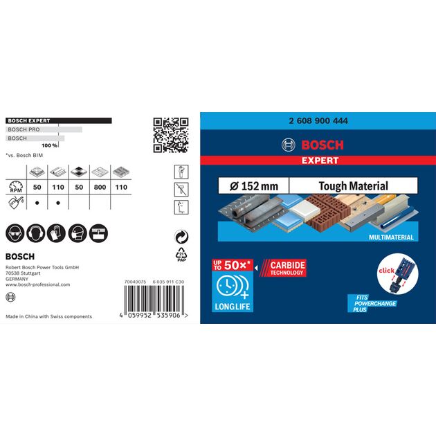Коронка EXPERT Tough Material, 152 x 60 мм BOSCH, фото , зображення 4 | SNABZHENIE.com.ua