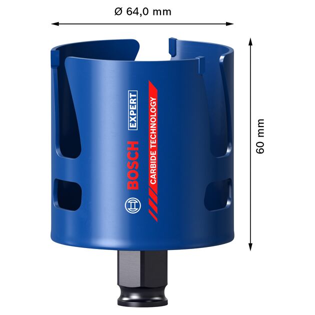 Коронка BOSCH EXPERT, 64x60 мм, строительный материал, фото , изображение 3 | SNABZHENIE.com.ua