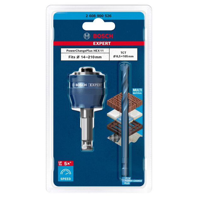 Оправка системи коронок EXPERT Power Change Plus, 11 мм, свердло TCT 8,5 x 105 мм, 2 шт. BOSCH, фото , зображення 2 | SNABZHENIE.com.ua