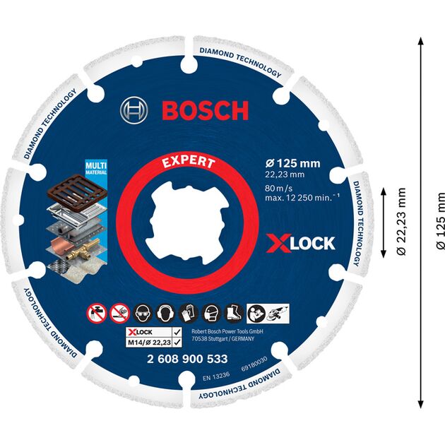 Алмазный круг по металлу X-LOCK 125 мм BOSCH (2608900533), фото , изображение 3 | SNABZHENIE.com.ua