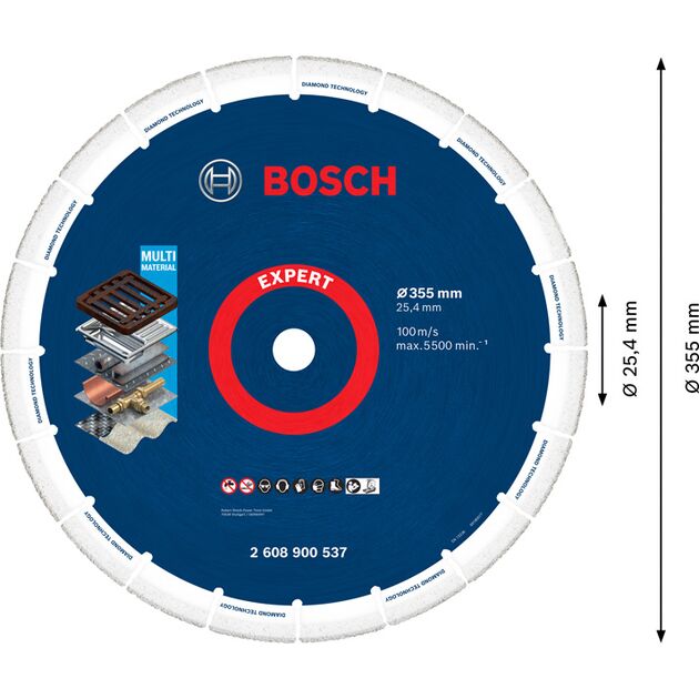 Алмазный круг BOSCH 355x25,4 мм (2608900537), фото , изображение 3 | SNABZHENIE.com.ua