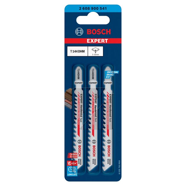 Полотно для лобзиков BOSCH EXPERT T 144 DHM, 3 шт., фото , изображение 2 | SNABZHENIE.com.ua