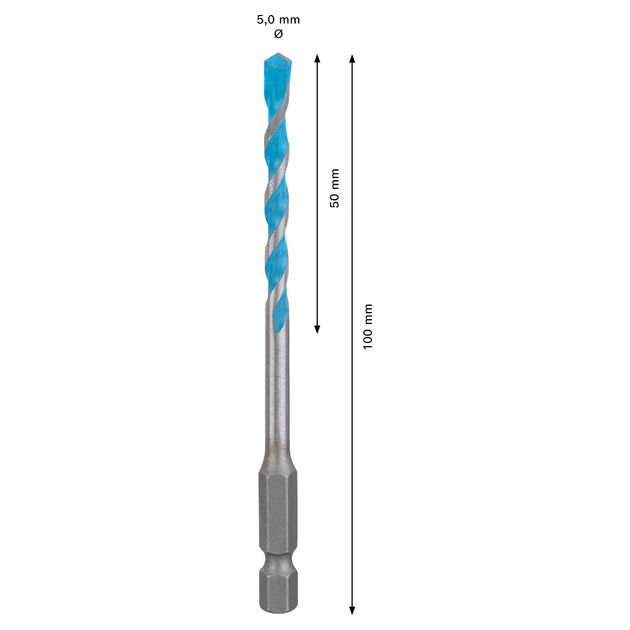 Сверло BOSCH HEX-9 MultiConstruction 5x50x100 мм, фото , изображение 3 | SNABZHENIE.com.ua