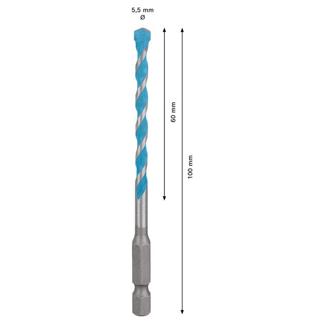 Сверло EXPERT HEX-9 MultiConstruction, 5,5 x 60 мм, BOSCH, фото , изображение 3 | SNABZHENIE.com.ua