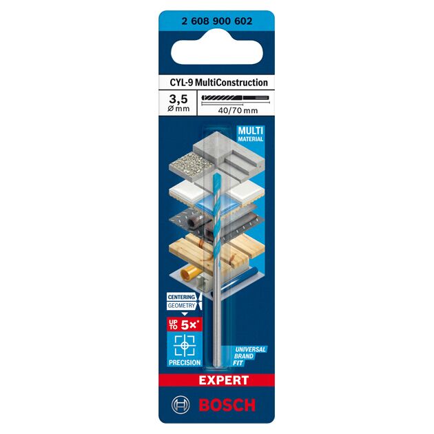 Сверло EXPERT CYL-9 MultiConstruction, 3,5 x 40 мм BOSCH, фото , изображение 2 | SNABZHENIE.com.ua