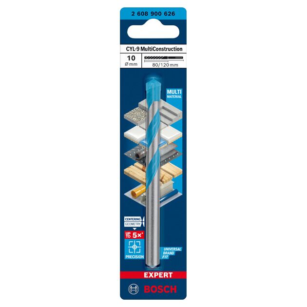 Сверло BOSCH EXPERT CYL-9 MultiConstruction, 10x80x120 мм, фото , изображение 2 | SNABZHENIE.com.ua