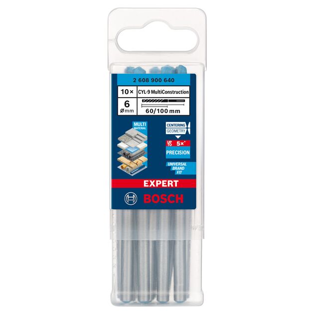 Сверло BOSCH EXPERT CYL-9 MultiConstruction, 6x60 мм, 10 шт., фото , изображение 2 | SNABZHENIE.com.ua