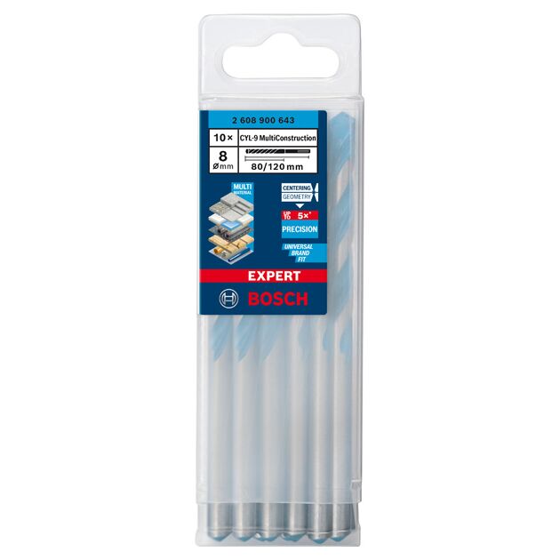 Сверло BOSCH EXPERT CYL-9 MultiConstruction, 8x80 мм, 10 шт., фото , изображение 2 | SNABZHENIE.com.ua