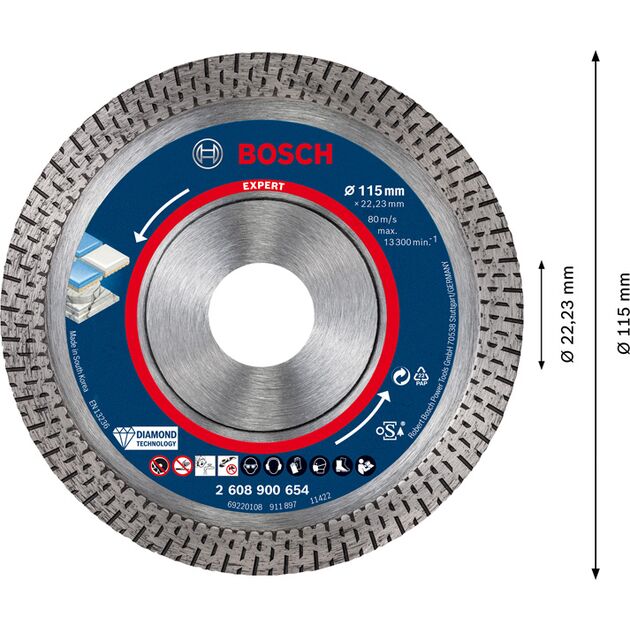 Алмазний відрізний круг EXPERT HardCeramic, 115 x 22,23 x 1,4 x 10 мм BOSCH, фото , зображення 3 | SNABZHENIE.com.ua