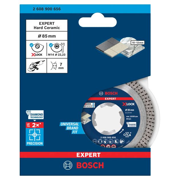 Алмазний відрізний круг EXPERT HardCeramic X-LOCK, 85 x 22,23 x 1,6 x 7 мм BOSCH, фото , зображення 2 | SNABZHENIE.com.ua