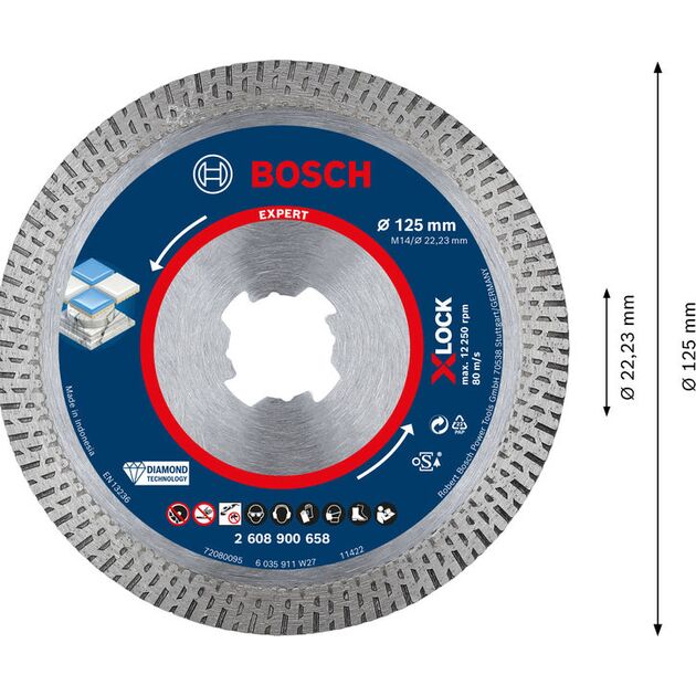 Алмазный круг EXPERT HardCeramic X-LOCK 125 мм, BOSCH, фото , изображение 3 | SNABZHENIE.com.ua