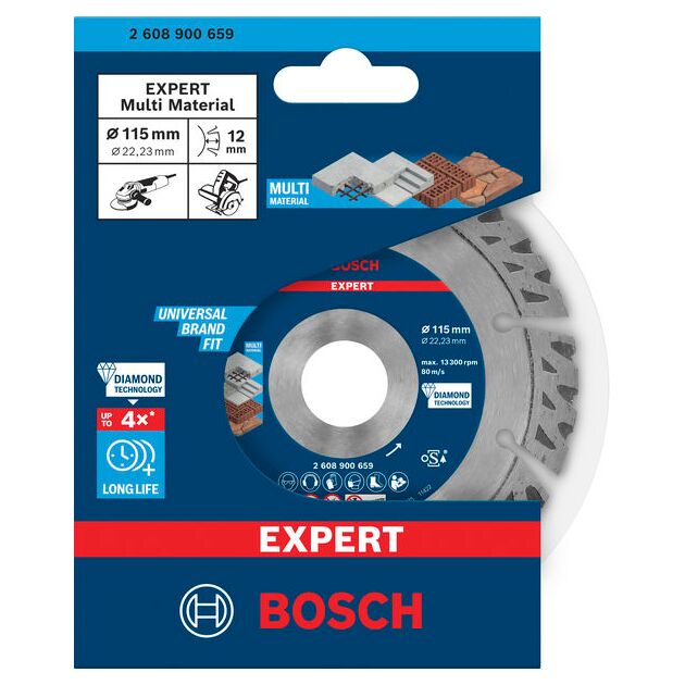 Алмазный отрезной круг EXPERT MultiMaterial, 115 мм, BOSCH, фото , изображение 2 | SNABZHENIE.com.ua