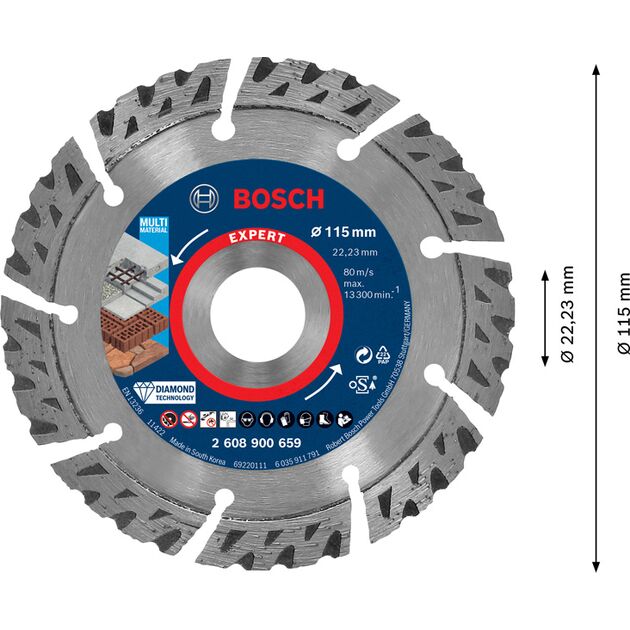 Алмазный отрезной круг EXPERT MultiMaterial, 115 мм, BOSCH, фото , изображение 3 | SNABZHENIE.com.ua