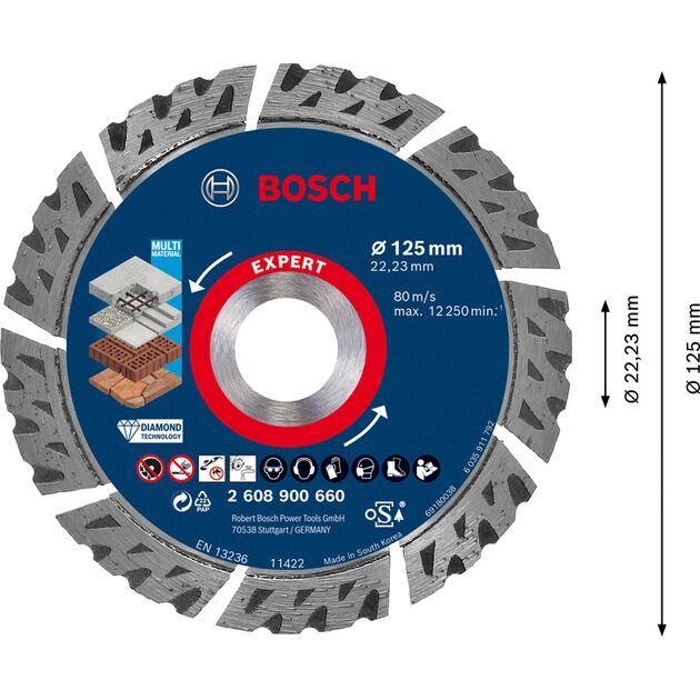 Алмазный отрезной круг EXPERT MultiMaterial, 125 мм, BOSCH, фото , изображение 3 | SNABZHENIE.com.ua