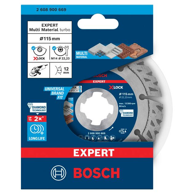 Алмазный отрезной круг EXPERT MultiMaterial X-LOCK, 115 мм, BOSCH, фото , изображение 2 | SNABZHENIE.com.ua