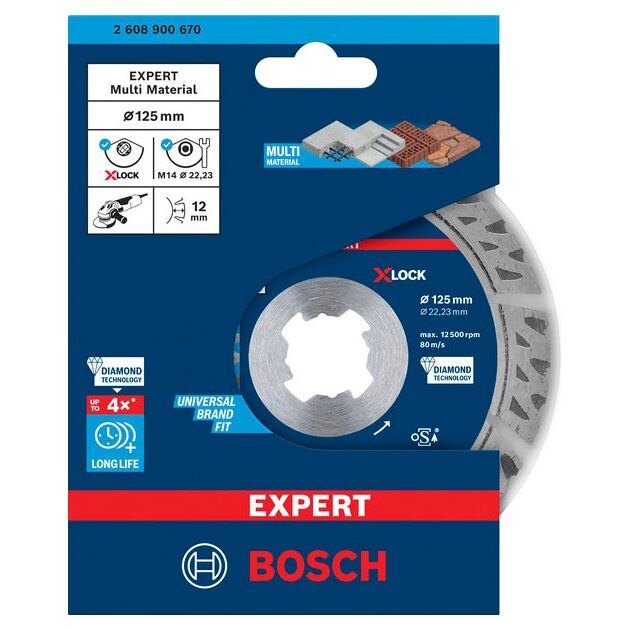 Алмазний відрізний круг EXPERT MultiMaterial X-LOCK, 125 x 22,23 x 2,4 x 12 мм BOSCH, фото , зображення 2 | SNABZHENIE.com.ua