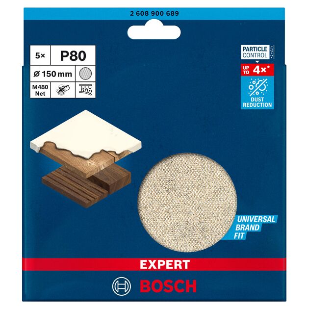 Шліфувальна сітка BOSCH EXPERT M480, 150 мм, G 80, 5 шт., фото , изображение 2 | SNABZHENIE.com.ua
