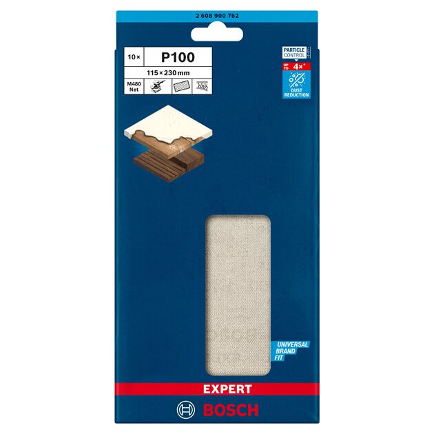 Шліфувальна сітка BOSCH EXPERT M480 G 100, 115 x 230 мм, 10 шт., фото , изображение 2 | SNABZHENIE.com.ua