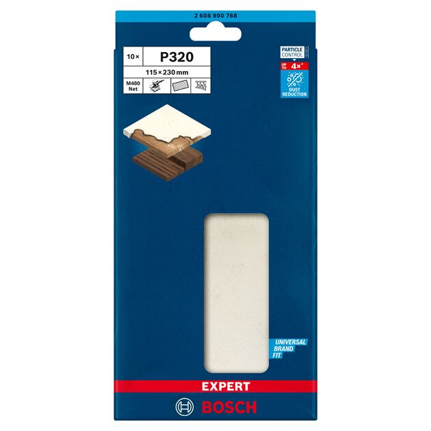 Шліфувальна сітка BOSCH EXPERT M480, 115 x 230 мм, G 320, 10 шт., фото , изображение 2 | SNABZHENIE.com.ua