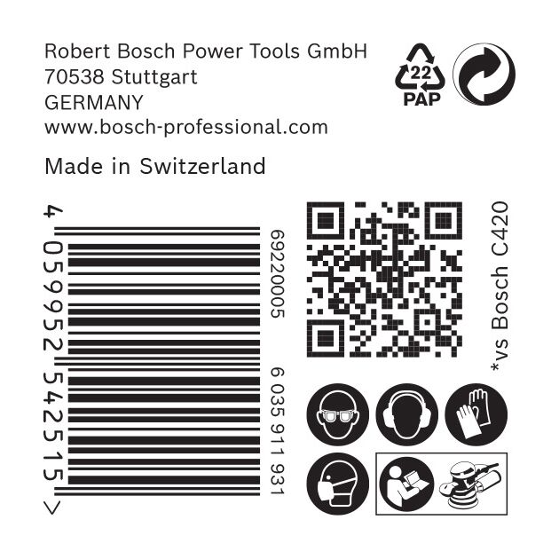 Шліфувальний папір BOSCH EXPERT C470, 125 мм, G 180, 50 шт., фото , изображение 4 | SNABZHENIE.com.ua