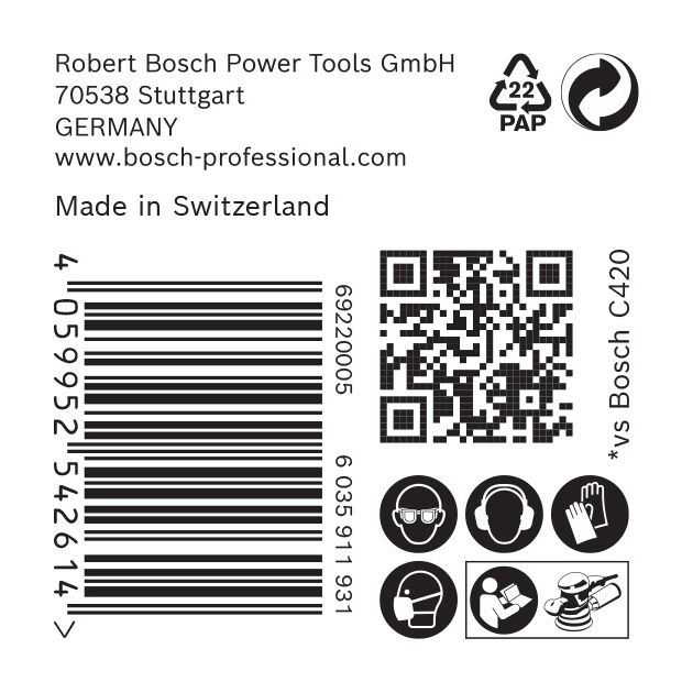 Шлифовальная бумага BOSCH C470 150 мм, G 240, 50 шт., 6 отверстий, фото , изображение 4 | SNABZHENIE.com.ua