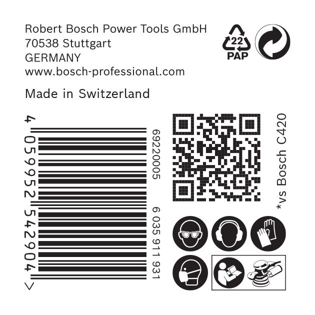 Шлифовальная бумага BOSCH EXPERT C470, 125 мм, G 60, 50 шт., фото , изображение 4 | SNABZHENIE.com.ua