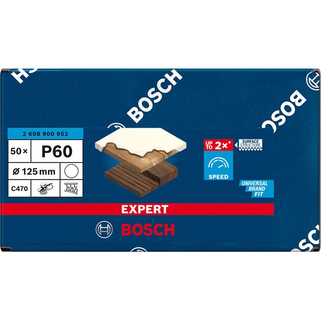 Шлифовальная бумага BOSCH EXPERT C470, 125 мм, G 60, 50 шт., фото , изображение 2 | SNABZHENIE.com.ua