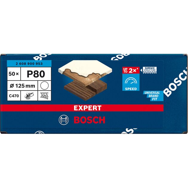 Шліфувальний папір BOSCH EXPERT C470, 125 мм, G 80, 50 шт., фото , изображение 2 | SNABZHENIE.com.ua