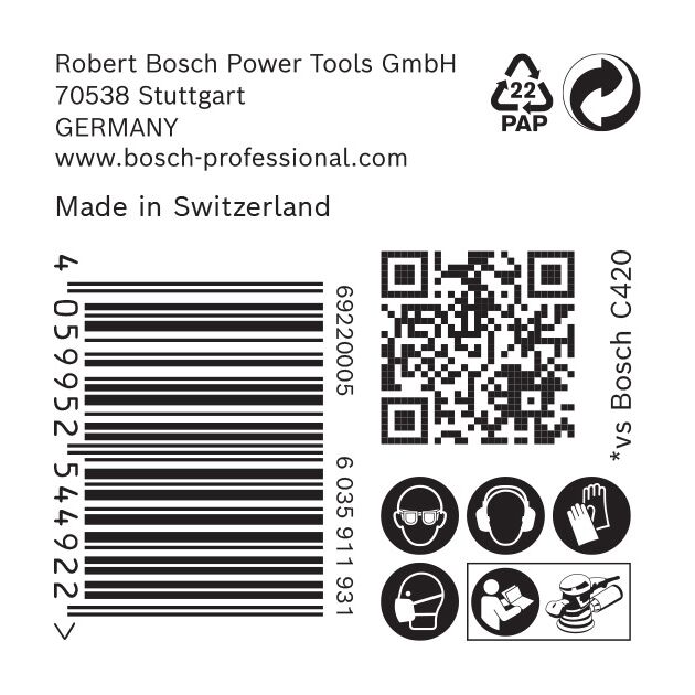 Шлифовальная бумага BOSCH C470 G 100, 125 мм, 50 шт., фото , изображение 4 | SNABZHENIE.com.ua