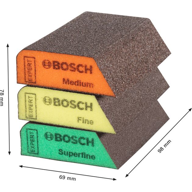 Шлифовальные колодки BOSCH EXPERT S470 Combi, 3 шт., 69 x 97 x 26 мм, фото , изображение 3 | SNABZHENIE.com.ua